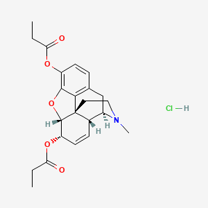 (5alpha,6alpha)-7,8-Didehydro-4,5-epoxy-17-methylmorphinan-3,6-diyl dipropionate hydrochloride