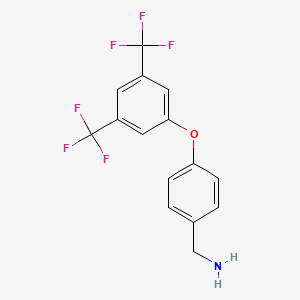 molecular formula C15H11F6NO B1275147 [4-[3,5-Bis(trifluoromethyl)phenoxy]phenyl]methanamine CAS No. 771572-16-8