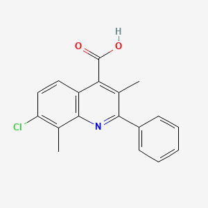 molecular formula C18H14ClNO2 B1275154 7-Chloro-3,8-dimethyl-2-phenylquinoline-4-carboxylic acid CAS No. 862647-93-6