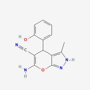 molecular formula C14H12N4O2 B1275213 6-氨基-4-(2-羟基苯基)-3-甲基-1,4-二氢吡喃并[2,3-c]吡唑-5-碳腈 CAS No. 667404-65-1