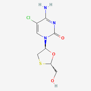 molecular formula C8H10ClN3O3S B12752166 2(1H)-Pyrimidinone, 4-amino-5-chloro-1-(2-(hydroxymethyl)-1,3-oxathiolan-5-yl)-, (2S-trans)- CAS No. 149819-52-3