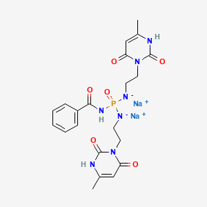 B12752206 Benzamide, N-(bis(2-(2,6-dioxo-4-methyl-1,2,3,6-tetrahydro-1-pyrimidinyl)ethyl)phosphinyl)-, disodium salt CAS No. 84295-09-0