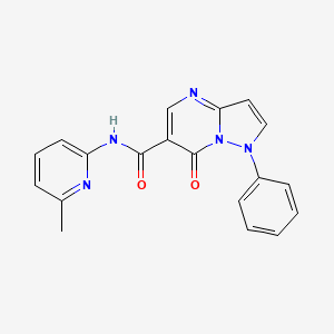 molecular formula C19H15N5O2 B12752363 Pyrazolo(1,5-a)pyrimidine-6-carboxamide, 1,7-dihydro-N-(6-methyl-2-pyridinyl)-7-oxo-1-phenyl- CAS No. 87948-64-9