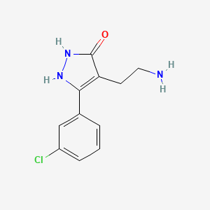 B1275240 4-(2-aminoethyl)-5-(3-chlorophenyl)-1,2-dihydro-3H-pyrazol-3-one CAS No. 881040-96-6