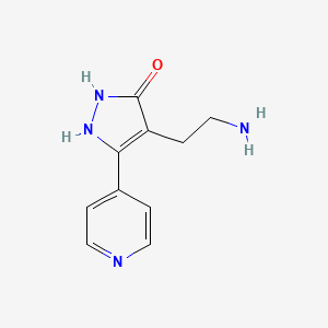 molecular formula C10H12N4O B1275241 4-(2-氨基乙基)-5-吡啶-4-基-1,2-二氢吡唑-3-酮 CAS No. 881040-98-8