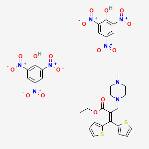 1-Piperazinepropionic acid, alpha-di-2-thienylmethylene-4-methyl-, ethyl ester, dipicrate