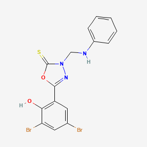 1,3,4-Oxadiazole-2(3H)-thione, 5-(3,5-dibromo-2-hydroxyphenyl)-3-((phenylamino)methyl)-