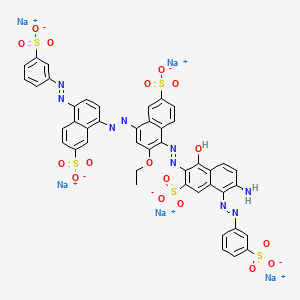 Pentasodium 5-((6-amino-1-hydroxy-3-sulphonato-5-((3-sulphonatophenyl)azo)-2-naphthyl)azo)-6-ethoxy-8-((7-sulphonato-4-((3-sulphonatophenyl)azo)naphthyl)azo)naphthalene-2-sulphonate