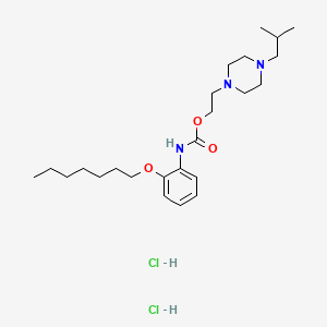 Carbamic acid, (2-(heptyloxy)phenyl)-, 2-(4-(1-methylpropyl)-1-piperazinyl)ethyl ester, dihydrochloride