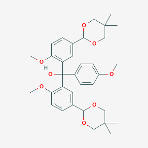 molecular formula C34H42O8 B127532 Bis[5-(5,5-dimethyl-1,3-dioxan-2-yl)-2-methoxyphenyl]-(4-methoxyphenyl)methanol CAS No. 235106-88-4