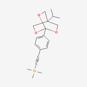 molecular formula C19H26O3Si B12753279 Silane, ((4-(4-(1-methylethyl)-2,6,7-trioxabicyclo(2.2.2)oct-1-yl)phenyl)ethynyl)trimethyl- CAS No. 134133-95-2