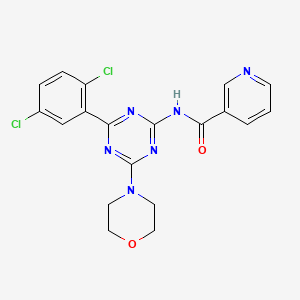 3-Pyridinecarboxamide, N-(4-(2,5-dichlorophenyl)-6-(4-morpholinyl)-1,3,5-triazin-2-yl)-