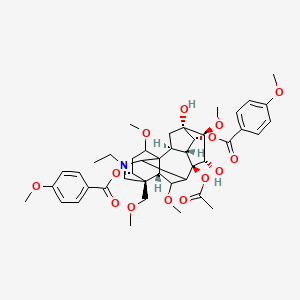 [(2S,3R,4R,5S,6S,7S,8R,13R,14R,17S)-8-acetyloxy-11-ethyl-5,7-dihydroxy-6,16,18-trimethoxy-4-(4-methoxybenzoyl)oxy-13-(methoxymethyl)-11-azahexacyclo[7.7.2.12,5.01,10.03,8.013,17]nonadecan-14-yl] 4-methoxybenzoate