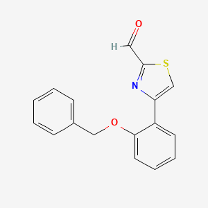 molecular formula C17H13NO2S B1275347 4-[2-(Benzyloxy)phenyl]-1,3-thiazole-2-carbaldehyde CAS No. 383142-93-6