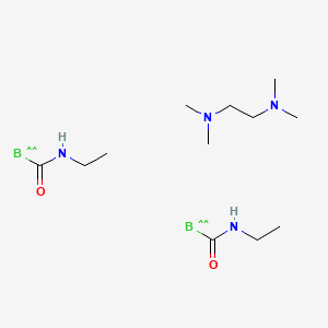 molecular formula C12H28B2N4O2 B12753490 Boron, bis((ethylamino)carbonyl)tetrahydro(mu-(N,N,N',N'-tetramethyl-1,2-ethanediamine-N:N'))di- CAS No. 72695-29-5