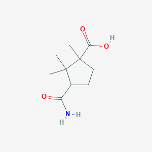 molecular formula C10H17NO3 B1275362 3-Carbamoyl-1,2,2-trimethylcyclopentane-1-carboxylic acid CAS No. 330944-28-0