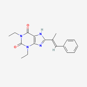 molecular formula C18H20N4O2 B12753928 (E)-1,3-Diethyl-8-(alpha-methylstyryl)xanthine CAS No. 155271-64-0