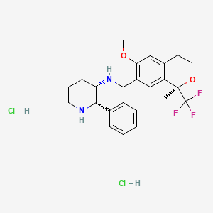 (2S,3S)-N-[[(1R)-6-methoxy-1-methyl-1-(trifluoromethyl)-3,4-dihydroisochromen-7-yl]methyl]-2-phenylpiperidin-3-amine;dihydrochloride