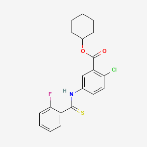 Benzoic acid, 2-chloro-5-(((2-fluorophenyl)thioxomethyl)amino)-, cyclohexyl ester