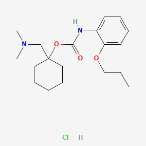 molecular formula C19H31ClN2O3 B12754001 Carbamic acid, N-(2-propoxyphenyl)-, 1-((dimethylamino)methyl)cyclohexyl ester, hydrochloride CAS No. 113873-70-4