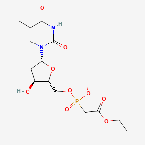 (((1-(2,4-Dioxo-5-methyl-1,2,3,4-tetrahyropyrimidin-1-yl)-2-deoxy-beta-D-erythro-pentofuranos-5-yl)oxy)methoxyphosphinyl)acetic acid ethyl ester oxide