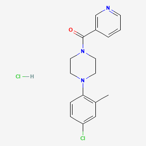 molecular formula C17H19Cl2N3O B12754024 Piperazine, 1-(4-chloro-2-methylphenyl)-4-(3-pyridinylcarbonyl)-, monohydrochloride CAS No. 124444-94-6