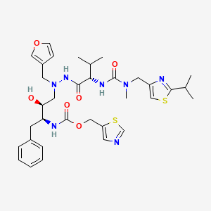 5S-(((5-Thiazolyl)methoxy)carbonyl)amino-2-N-(((N-methyl-N-((2-isopropyl-4-thiazolyl)methyl)amino)carbonyl)-L-valinyl)amino-4S-hydroxy-1-(3-furanyl)-6-phenyl-2-azahexane