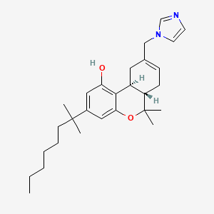 molecular formula C28H40N2O2 B12754545 (6aS,10aS)-9-(imidazol-1-ylmethyl)-6,6-dimethyl-3-(2-methyloctan-2-yl)-6a,7,10,10a-tetrahydrobenzo[c]chromen-1-ol CAS No. 374110-39-1