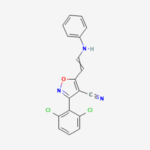 molecular formula C18H11Cl2N3O B1275459 5-(2-Anilinovinyl)-3-(2,6-dichlorophenyl)-4-isoxazolecarbonitrile 