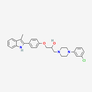 4-(3-Chlorophenyl)-alpha-((4-(3-methyl-1H-indol-2-yl)phenoxy)methyl)-1-piperazineethanol