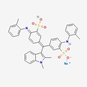 Sodium hydrogen-5-((1,2-dimethyl-1H-indol-3-yl)(4-((o-tolyl)imino)-3-sulphonato-2,5-cyclohexadien-1-ylidene)methyl)-2-((o-tolyl)amino)benzenesulphonate