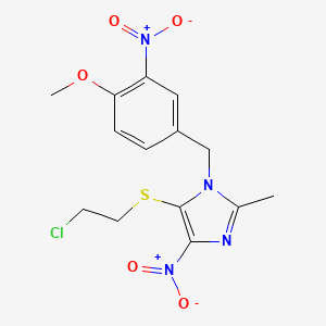 B12754783 1H-Imidazole, 5-((2-chloroethyl)thio)-1-((4-methoxy-3-nitrophenyl)methyl)-2-methyl-4-nitro- CAS No. 110579-15-2