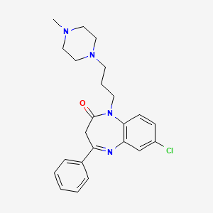 molecular formula C23H27ClN4O B12754873 2H-1,5-Benzodiazepin-2-one, 1,3-dihydro-7-chloro-1-(3-(4-methyl-1-piperazinyl)propyl)-4-phenyl- CAS No. 126568-06-7