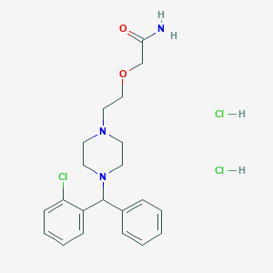 molecular formula C21H28Cl3N3O2 B12754878 2-(2-(4-((2-Chlorophenyl)phenylmethyl)-1-piperazinyl)ethoxy)acetamide dihydrochloride CAS No. 83881-42-9