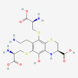 2H-1,4-Benzothiazine-3-carboxylic acid, 3,4-dihydro-6,8-bis((2-amino-2-carboxyethyl)thio)-7-(2-aminoethyl)-5-hydroxy-, (3R-(3R*,6(R*),8(R*)))-