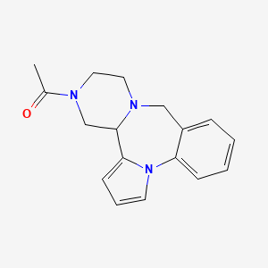 B12755374 12,13,14,14a-Tetrahydro-13-acetyl-9H,11H-pyrazino(2,1-c)pyrrolo(1,2-a)(1,4)benzodiazepine CAS No. 144109-13-7