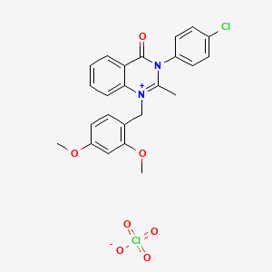 Quinazolinium, 3,4-dihydro-3-(4-chlorophenyl)-1-((2,4-dimethoxyphenyl)methyl)-2-methyl-4-oxo-, perchlorate