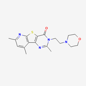 molecular formula C18H22N4O2S B12755706 4,11,13-trimethyl-5-(2-morpholin-4-ylethyl)-8-thia-3,5,10-triazatricyclo[7.4.0.02,7]trideca-1(9),2(7),3,10,12-pentaen-6-one CAS No. 89481-18-5