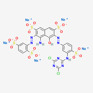 Pentasodium 4-amino-6-((3-((4,6-dichloro-1,3,5-triazin-2-yl)amino)-4-sulphonatophenyl)azo)-3-((2,5-disulphonatophenyl)azo)-5-hydroxynaphthalene-2,7-disulphonate