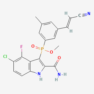 5-chloro-3-[[3-[(E)-2-cyanovinyl]-5-methyl-phenyl]-methoxy-phosphoryl]-4-fluoro-1H-indole-2-carboxamide