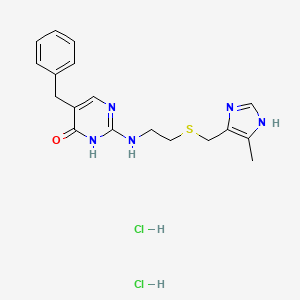 4(1H)-Pyrimidinone, 2-((2-(((5-methyl-1H-imidazol-4-yl)methyl)thio)ethyl)amino)-5-(phenylmethyl)-, dihydrochloride