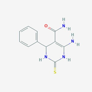 molecular formula C11H12N4OS B1275599 6-Amino-4-phenyl-2-sulfanylidene-1,2,3,4-tetrahydropyrimidine-5-carboxamide CAS No. 98011-28-0