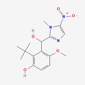 molecular formula C16H21N3O5 B12756575 5-Nitro-1-methyl-imidazolyl-6-tert-butyl-5-hydroxy-2-methoxy-phenyl-carbinol CAS No. 83940-41-4