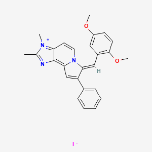 7-(2,5-Dimethoxybenzylidene)-2,3-dimethyl-8-phenyldihydroimidazo(4,5-g)indolizin-6-ium iodide