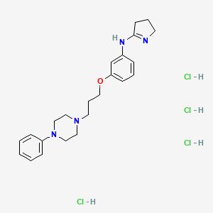 molecular formula C23H34Cl4N4O B12756735 2H-Pyrrol-5-amine, 3,4-dihydro-N-(3-(3-(4-phenyl-1-piperazinyl)propoxy)phenyl)-, tetrahydrochloride CAS No. 85868-61-7