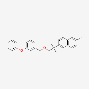 molecular formula C28H28O2 B12756749 Naphthalene, 2-(1,1-dimethyl-2-((3-phenoxyphenyl)methoxy)ethyl)-6-methyl- CAS No. 81762-07-4