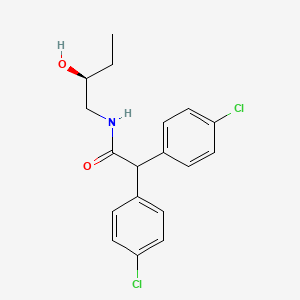 molecular formula C18H19Cl2NO2 B12756760 Benzeneacetamide, 4-chloro-alpha-(4-chlorophenyl)-N-(2-hydroxybutyl)-, (S)- CAS No. 130273-51-7