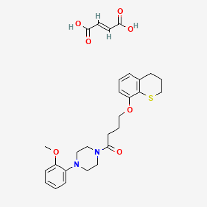 molecular formula C28H34N2O7S B12756767 8-((4-Oxo-4-(4-(2-methoxyphenyl)piperazin-1-yl)butyl)oxy)thiochroman fumarate CAS No. 153804-46-7