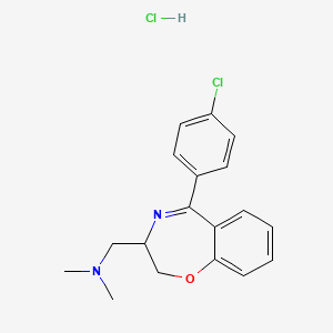 molecular formula C18H20Cl2N2O B12756785 2,3-Dihydro-5-(4-chlorophenyl)-N,N-dimethyl-1,4-benzoxazepine-3-methanamine hydrochloride CAS No. 83658-59-7