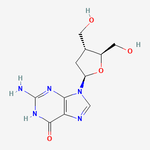 molecular formula C11H15N5O4 B12756827 Guanosine, 2',3'-dideoxy-3'-(hydroxymethyl)- CAS No. 133713-61-8